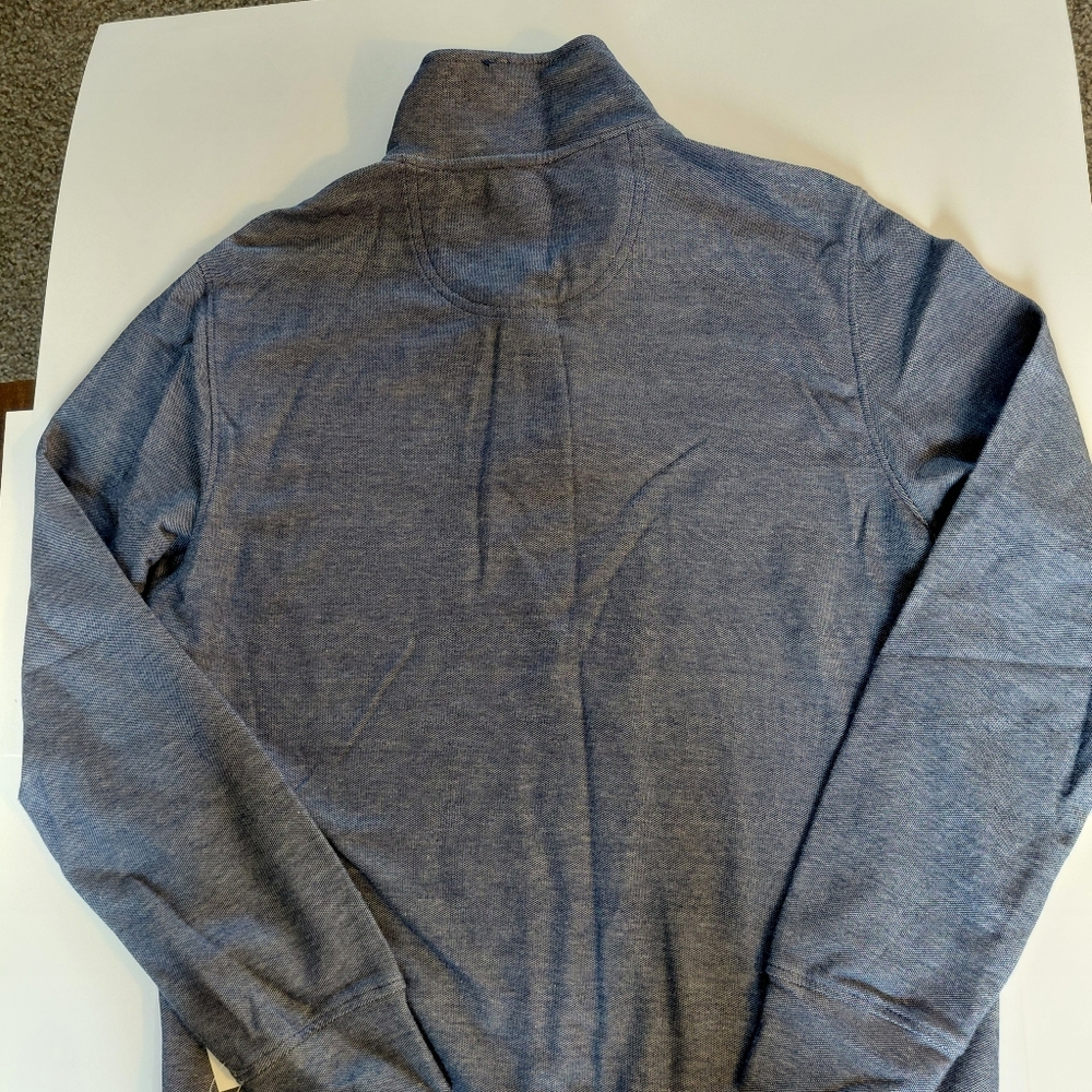 Izod Saltwater Mens Shirt Blue Long Sleeve Pullover 1/4 Zip Mock Neck Relaxed - Picture 4 of 6
